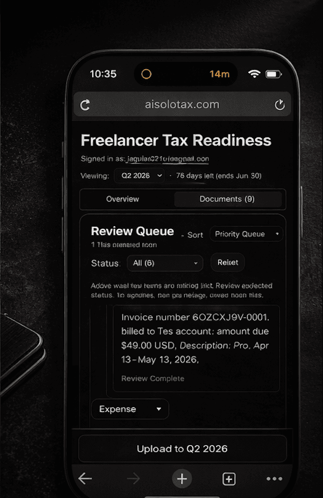 AI Solo Tax review queue and document workflow view