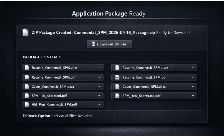Application package ready output
